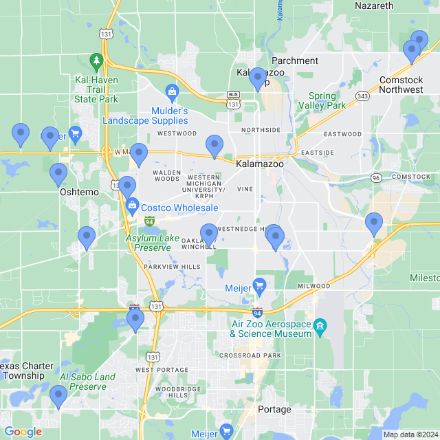 Map of veterinarians in Kalamazoo, MI