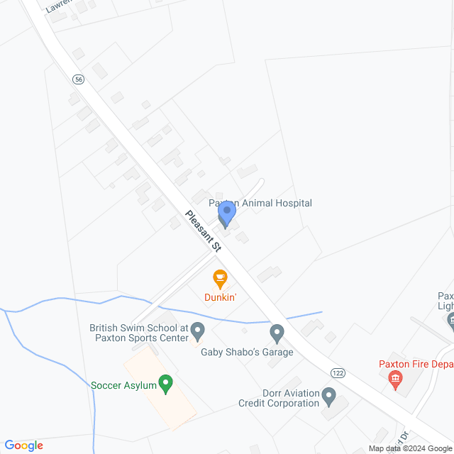 Map of veterinarians in Paxton, MA