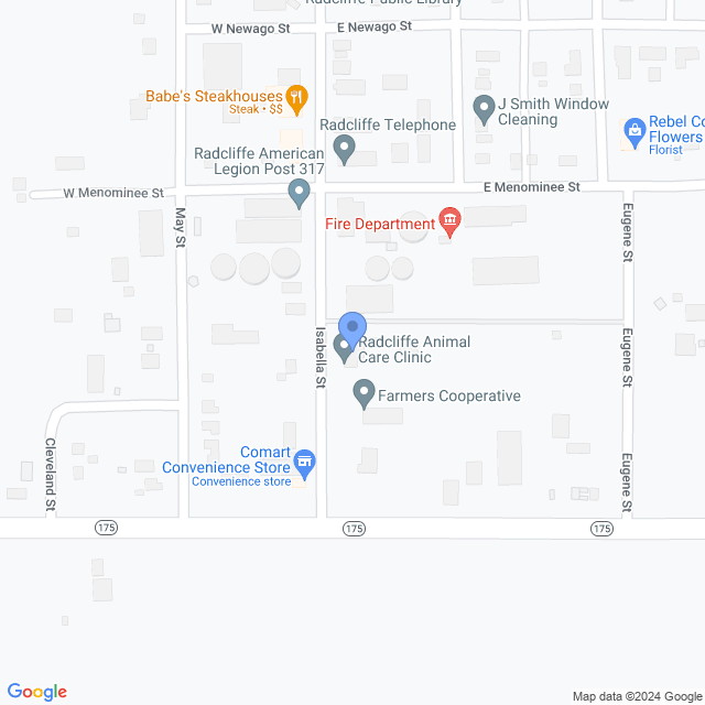 Map of veterinarians in Radcliffe, IA