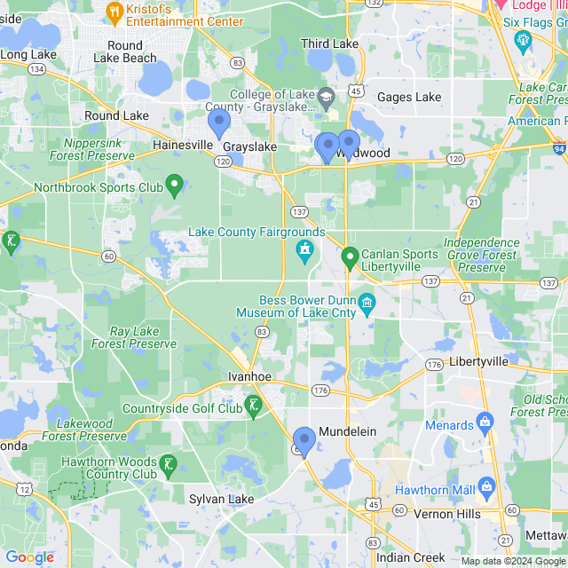 Map of veterinarians in Grayslake, IL