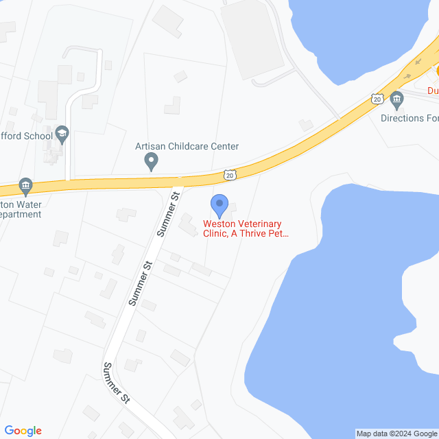 Map of veterinarians in Weston, MA