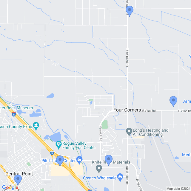 Map of veterinarians in Central Point, OR