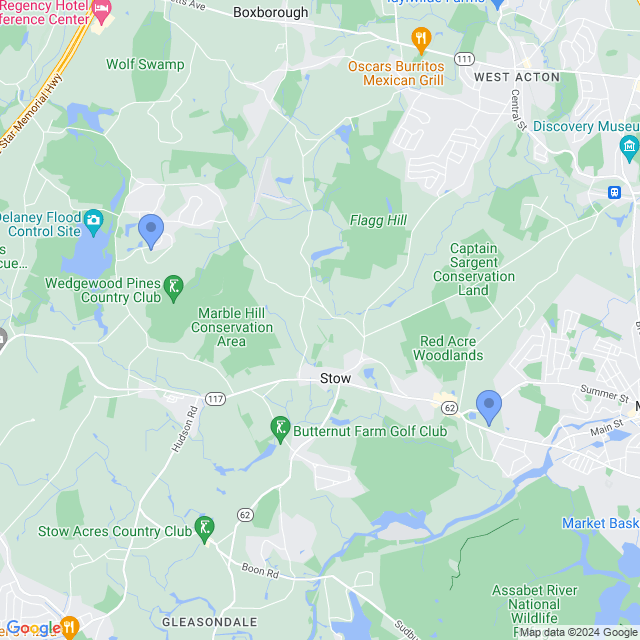 Map of veterinarians in Stow, MA
