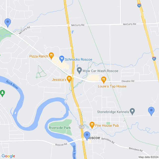 Map of veterinarians in Roscoe, IL