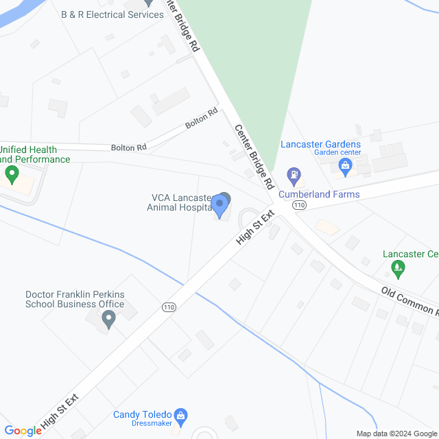 Map of veterinarians in Lancaster, MA