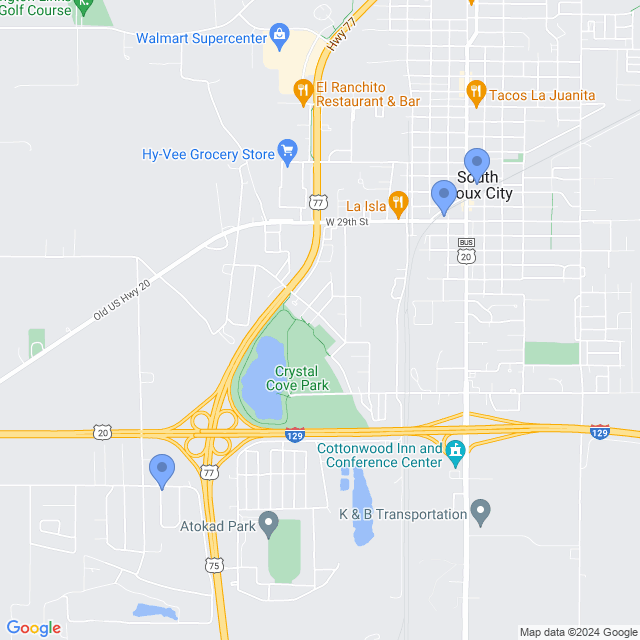 Map of veterinarians in South Sioux City, NE