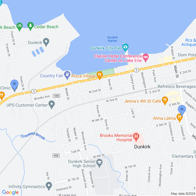 Map of veterinarians in Dunkirk, NY