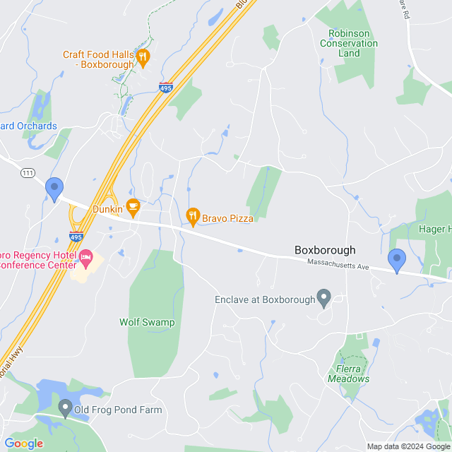 Map of veterinarians in Boxborough, MA