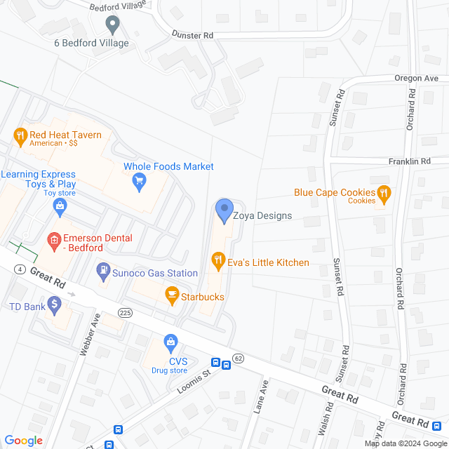 Map of veterinarians in Bedford, MA