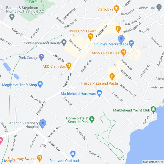 Map of veterinarians in Marblehead, MA