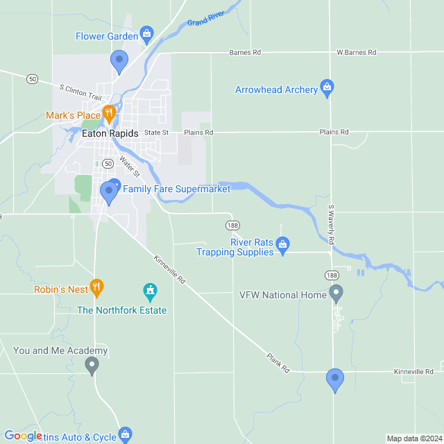 Map of veterinarians in Eaton Rapids, MI