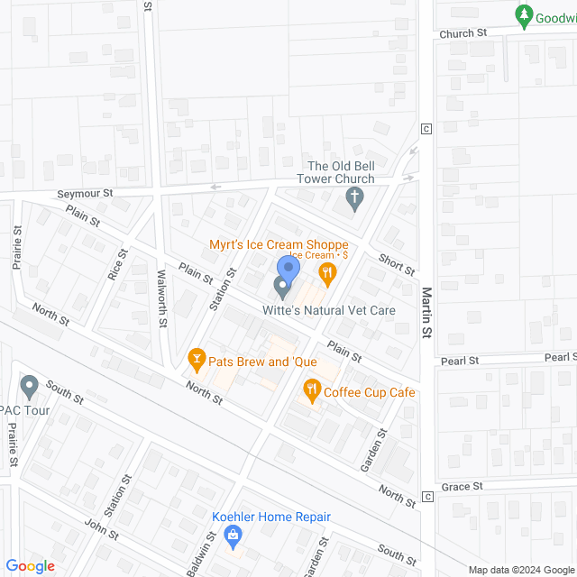 Map of veterinarians in Sharon, WI