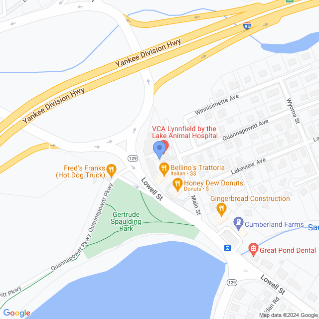 Map of veterinarians in Wakefield, MA