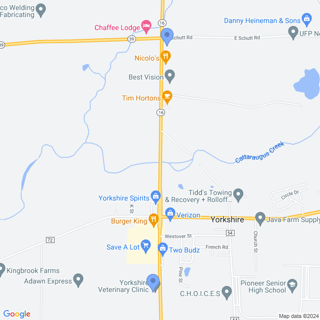 Map of veterinarians in Chaffee, NY