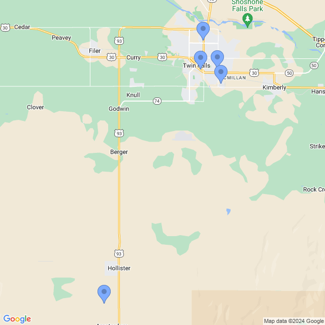 Map of veterinarians in Twin Falls, ID