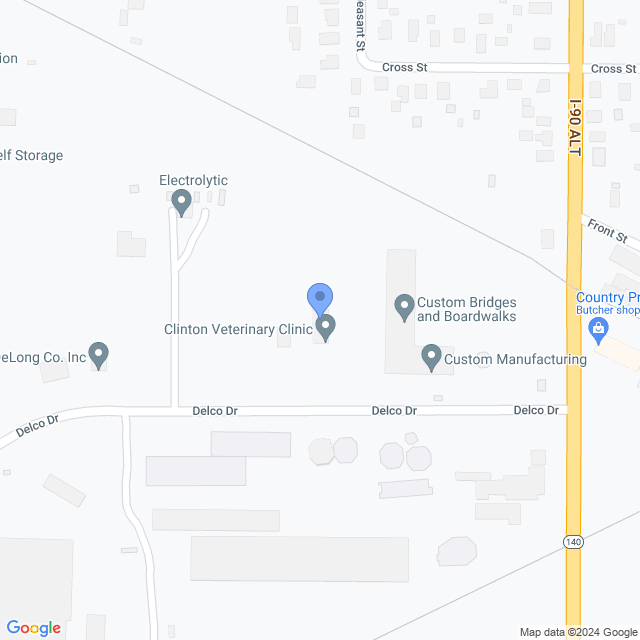 Map of veterinarians in Clinton, WI