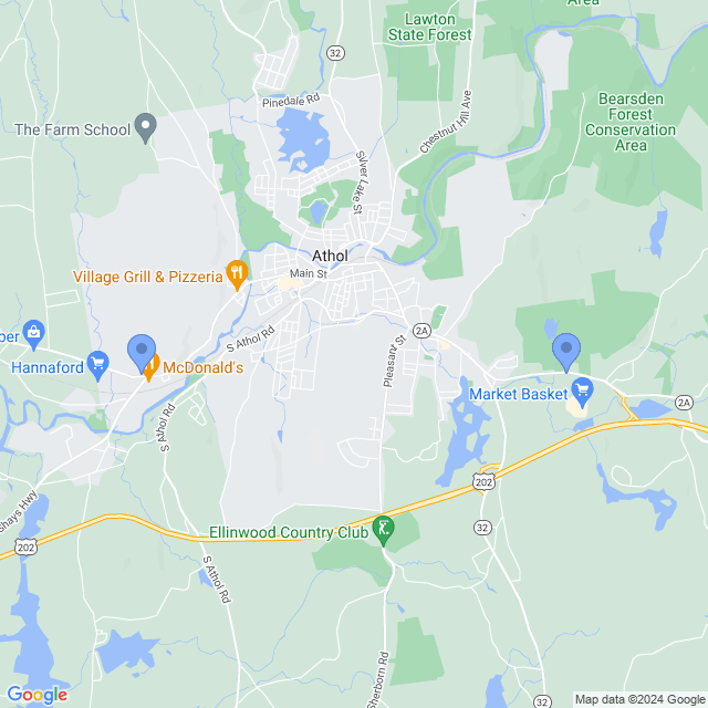 Map of veterinarians in Athol, MA