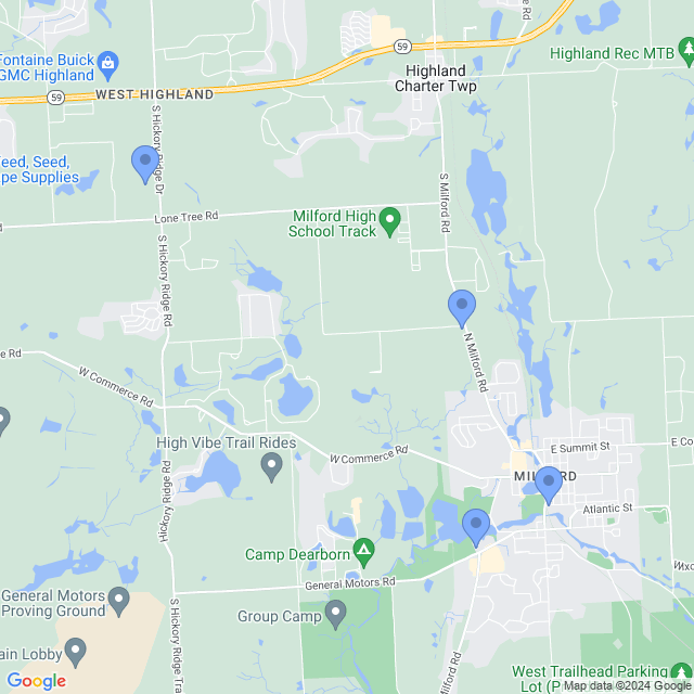 Map of veterinarians in Milford, MI