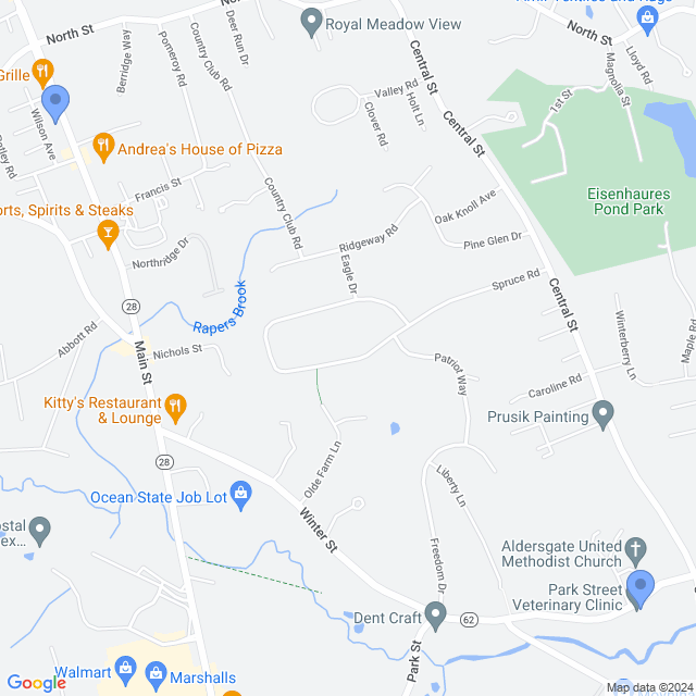 Map of veterinarians in North Reading, MA