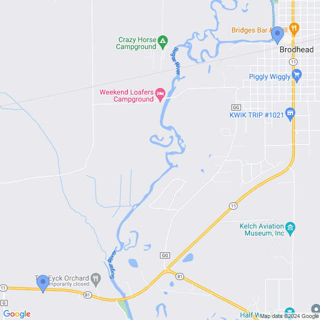 Map of veterinarians in Brodhead, WI