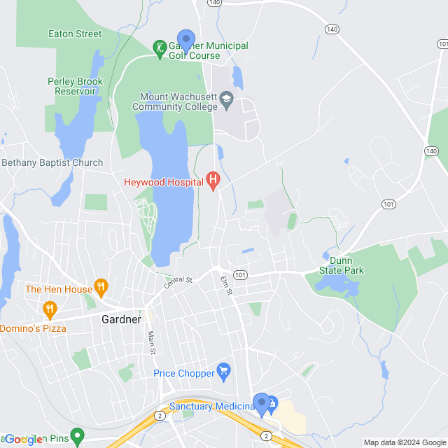 Map of veterinarians in Gardner, MA