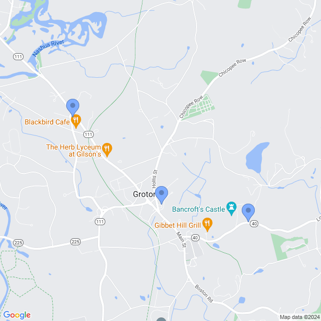 Map of veterinarians in Groton, MA