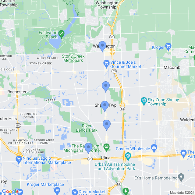Map of veterinarians in Shelby Twp, MI