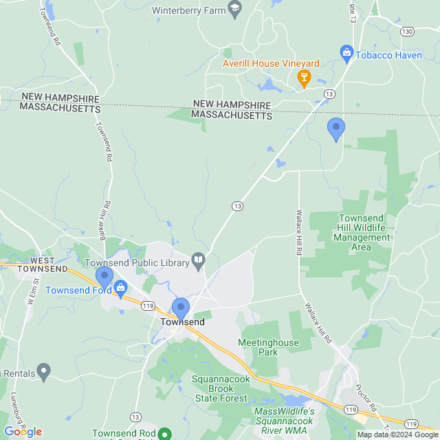 Map of veterinarians in Townsend, MA