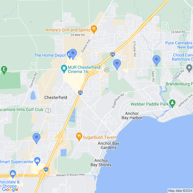 Map of veterinarians in Chesterfield, MI