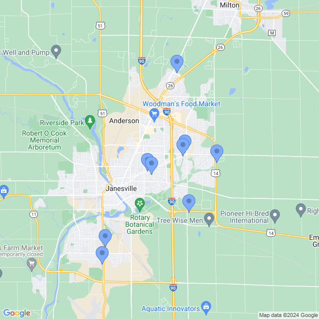 Map of veterinarians in Janesville, WI