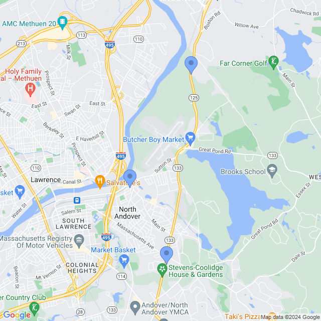 Map of veterinarians in North Andover, MA