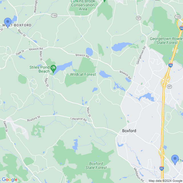 Map of veterinarians in Boxford, MA