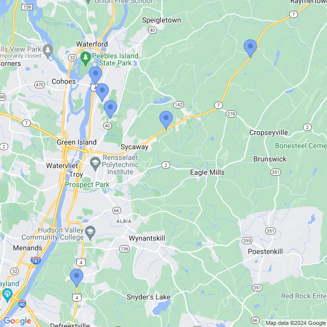 Map of veterinarians in Troy, NY