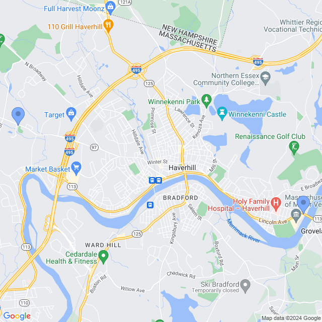 Map of veterinarians in Haverhill, MA