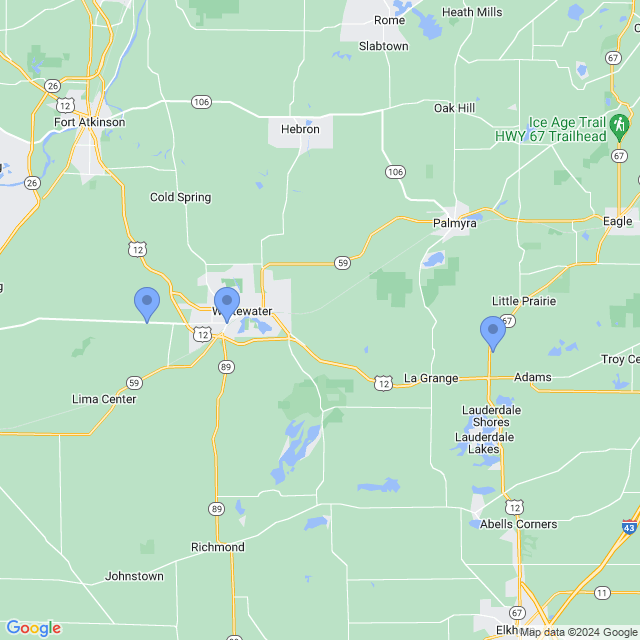 Map of veterinarians in Whitewater, WI