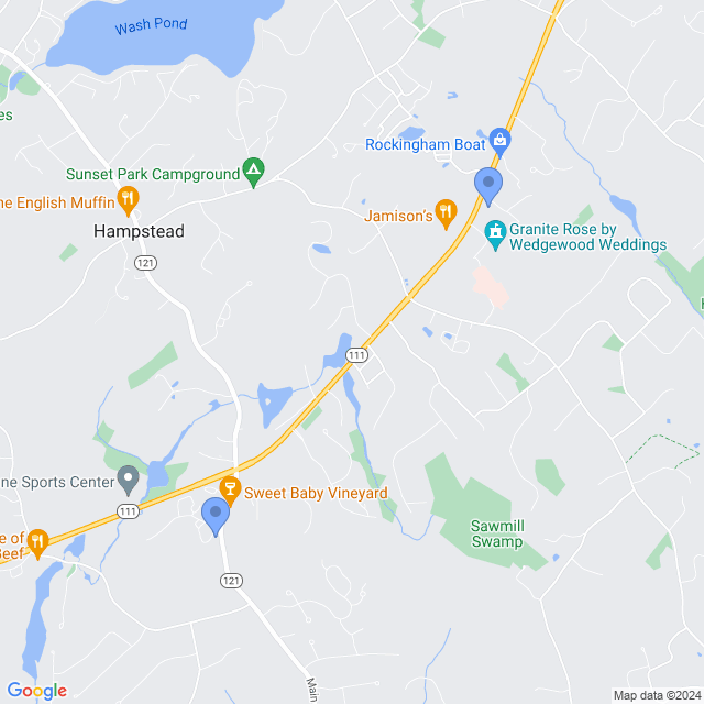 Map of veterinarians in Hampstead, NH