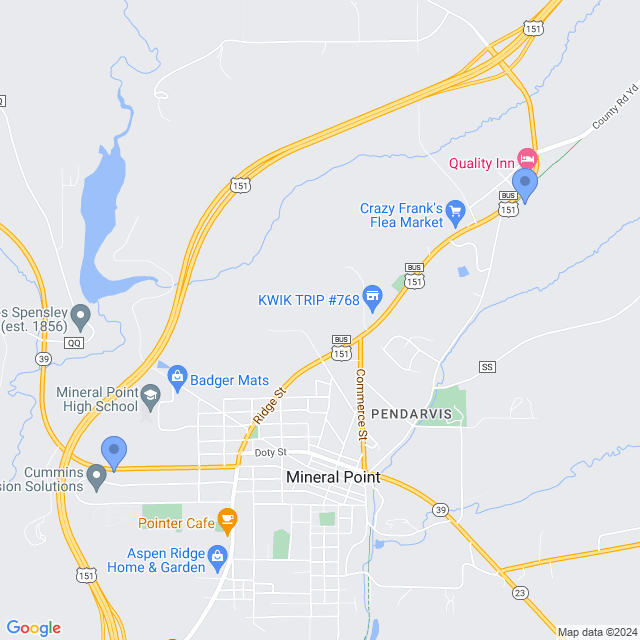 Map of veterinarians in Mineral Point, WI