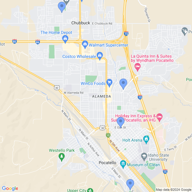 Map of veterinarians in Pocatello, ID