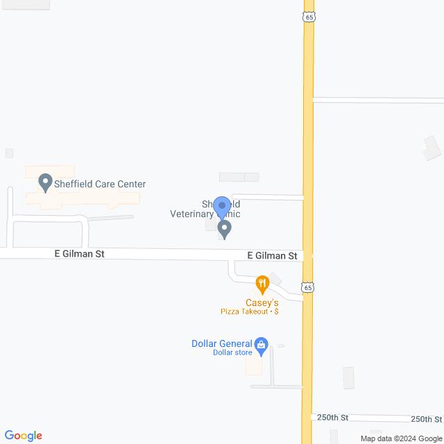 Map of veterinarians in Sheffield, IA