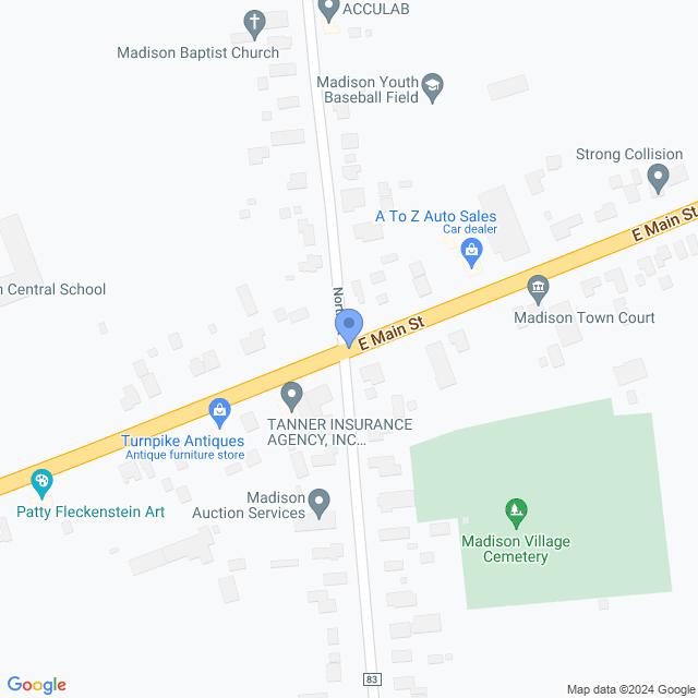 Map of veterinarians in Madison, NY
