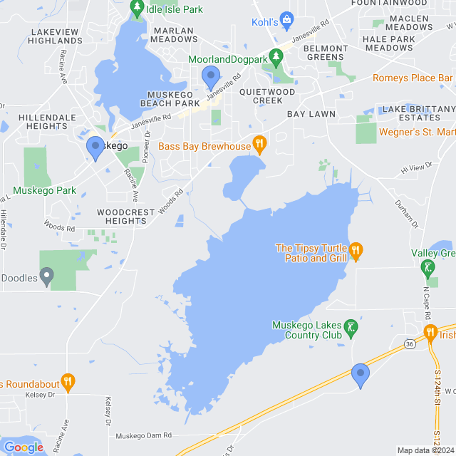 Map of veterinarians in Muskego, WI