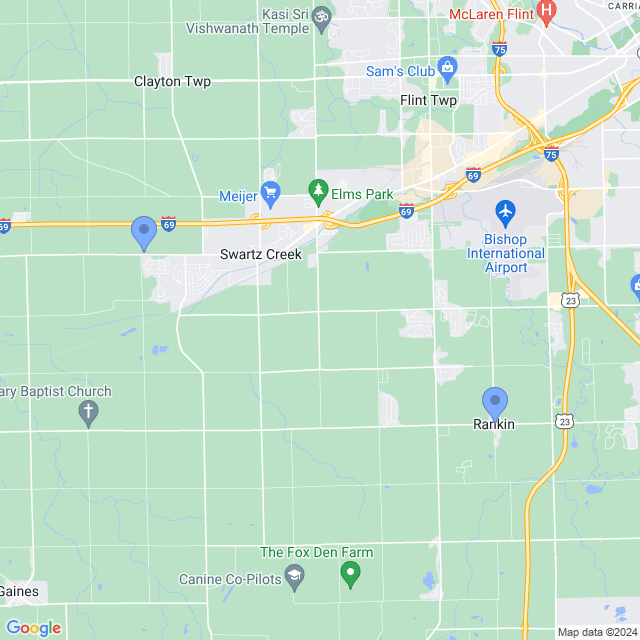 Map of veterinarians in Swartz Creek, MI