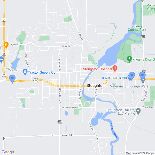 Map of veterinarians in Stoughton, WI