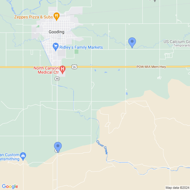 Map of veterinarians in Gooding, ID