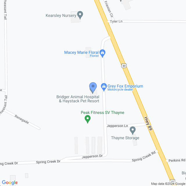 Map of veterinarians in Thayne, WY