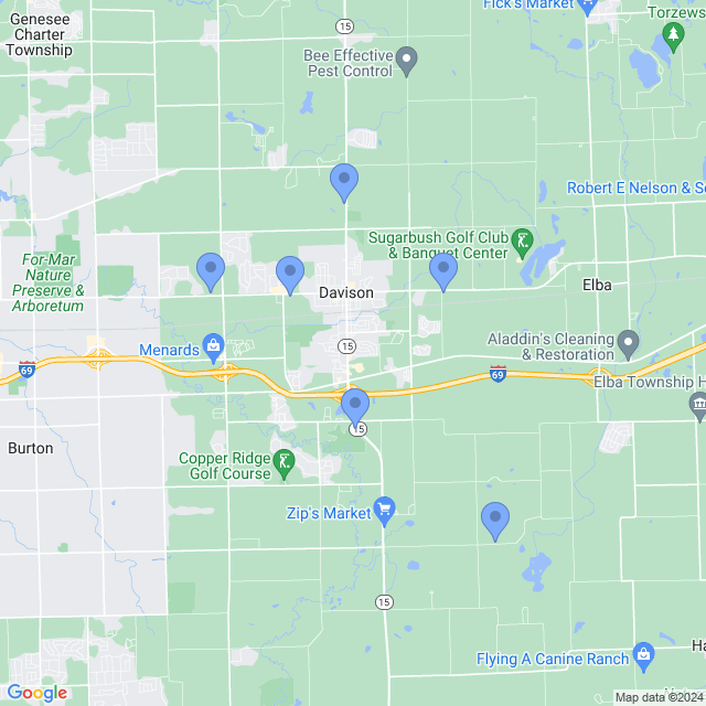 Map of veterinarians in Davison, MI