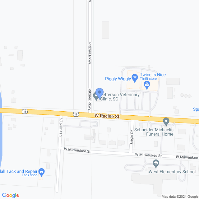Map of veterinarians in Jefferson, WI