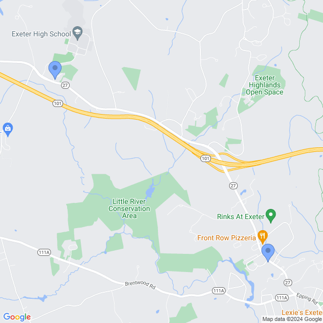 Map of veterinarians in Exeter, NH