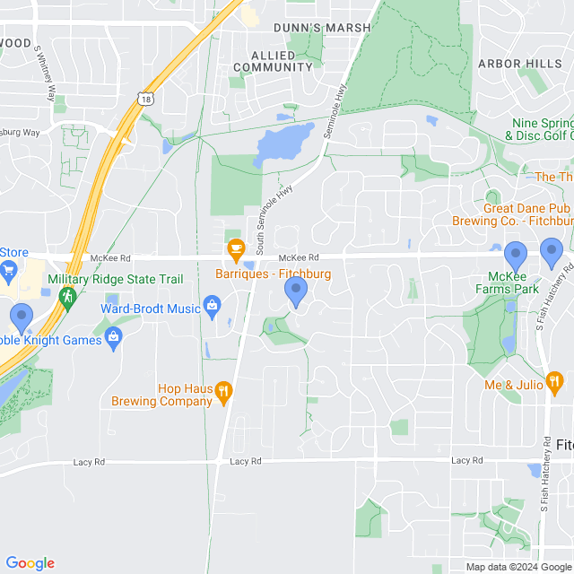 Map of veterinarians in Fitchburg, WI