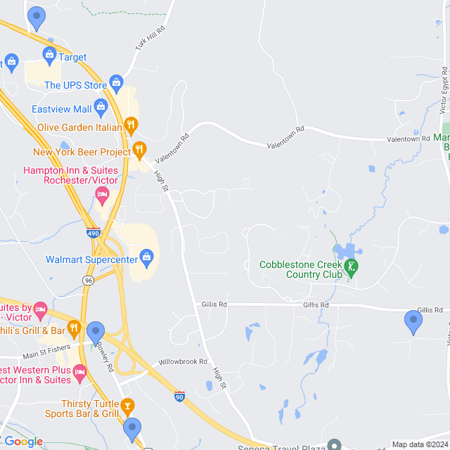 Map of veterinarians in Victor, NY